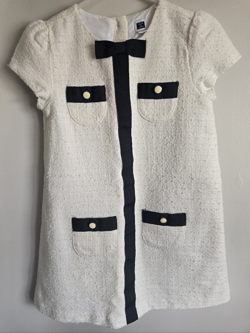 Janie and Jack Uptown Outing Ivory Bouclé Dress - Size 4